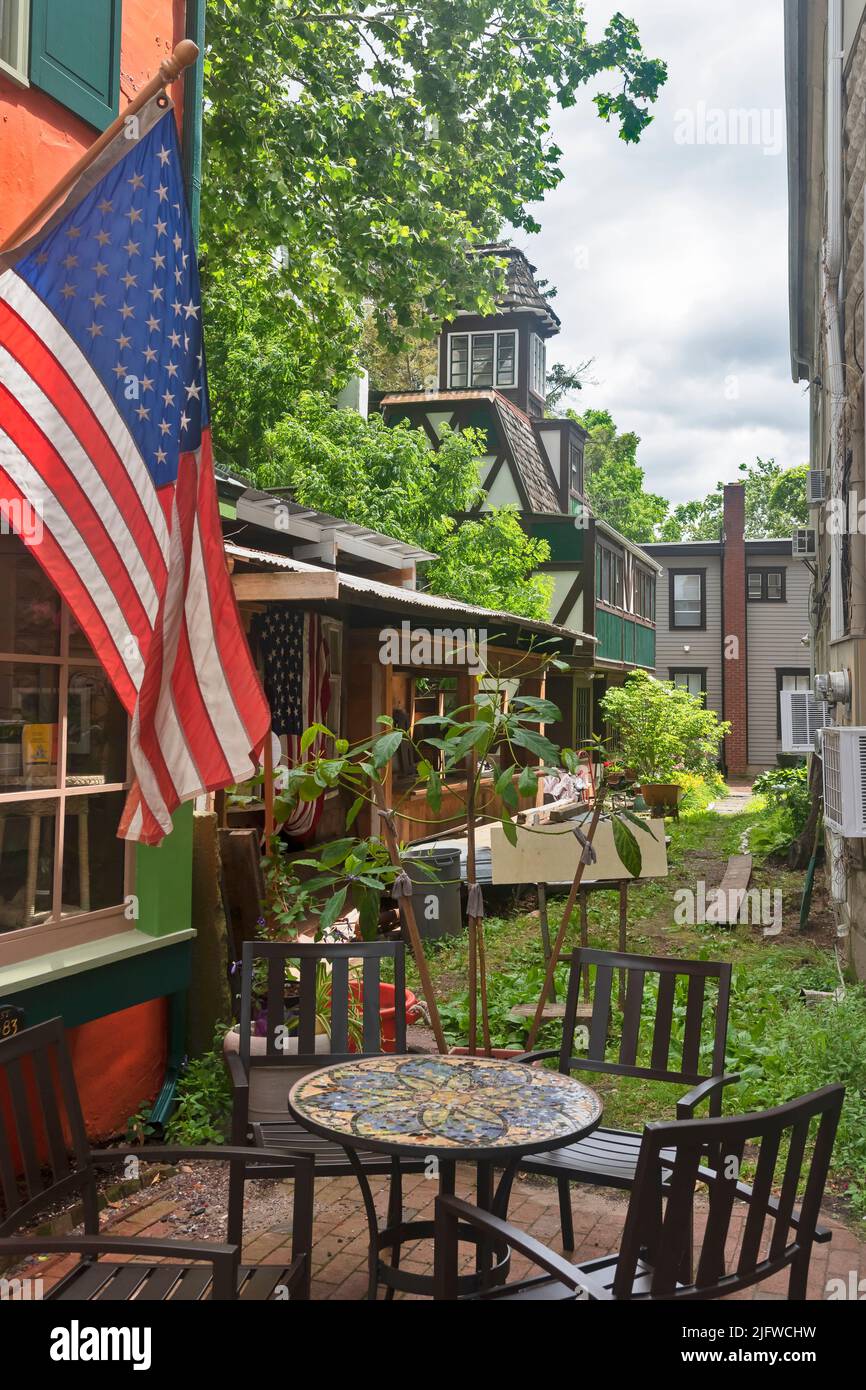 Kleines Café, Frenchtown eine der attraktivsten Kleinstädte Amerikas, Frenchtown, New Jersey, USA Stockfoto