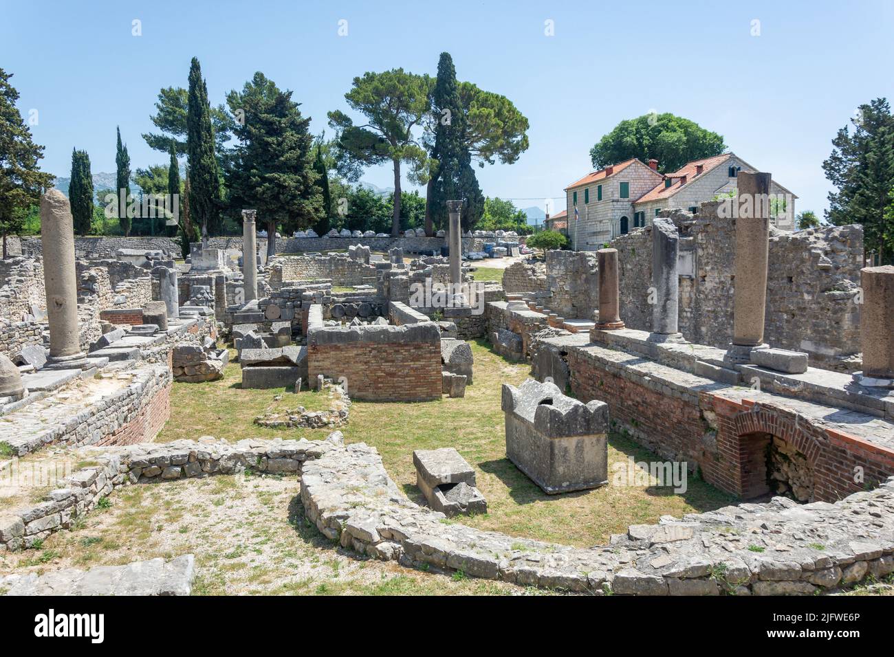 Frühchristliche Basilika und Friedhof, Antike Stadt Salona, Solin, Gespanschaft Split-Dalmatien, Kroatien Stockfoto
