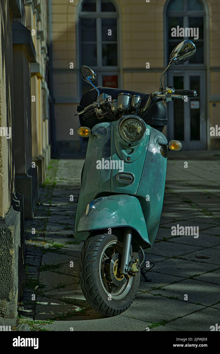 Moped grün Stockfoto