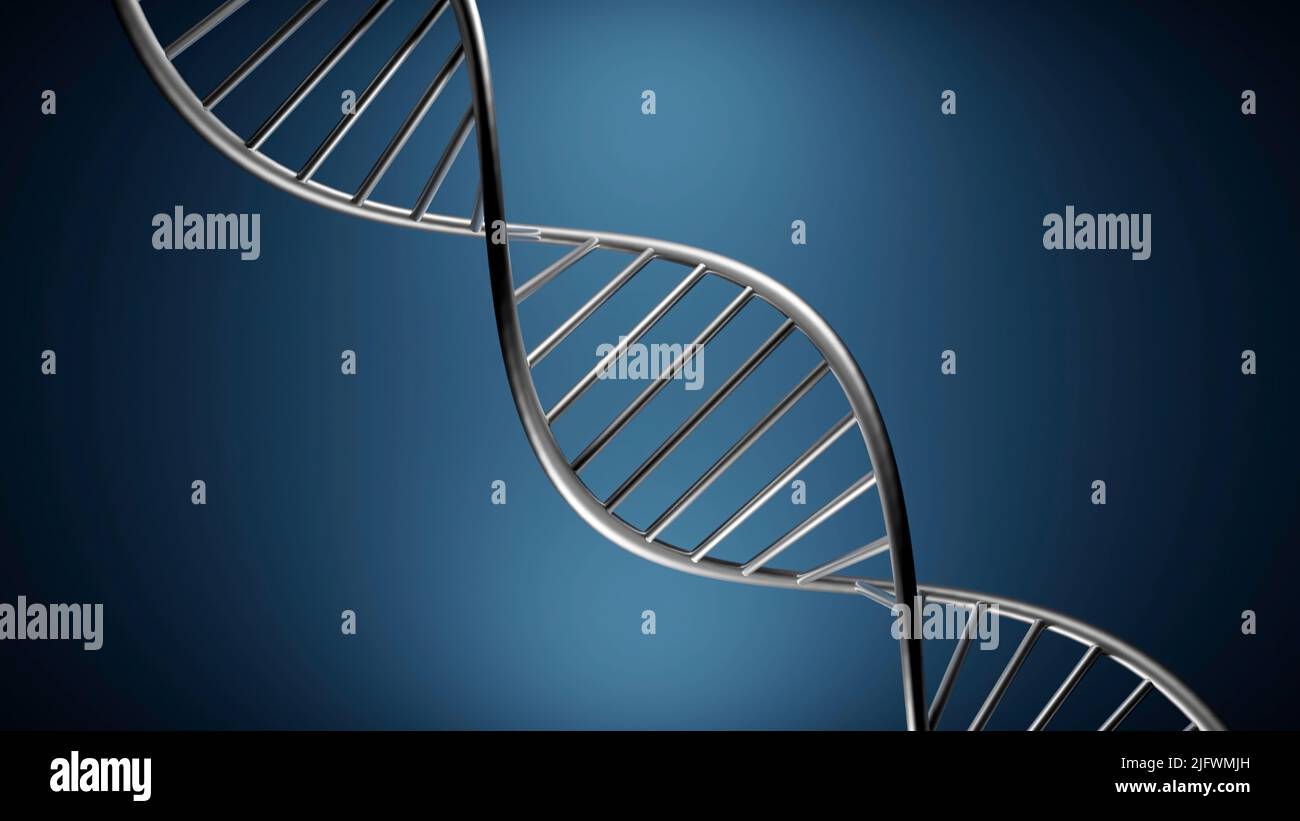 Blauer Hintergrund.Design.Eine helle Eiserne Feder, die wie Atome in Animation gemacht wird, dreht sich in verschiedene Richtungen. Hochwertige 4K-Aufnahmen Stockfoto