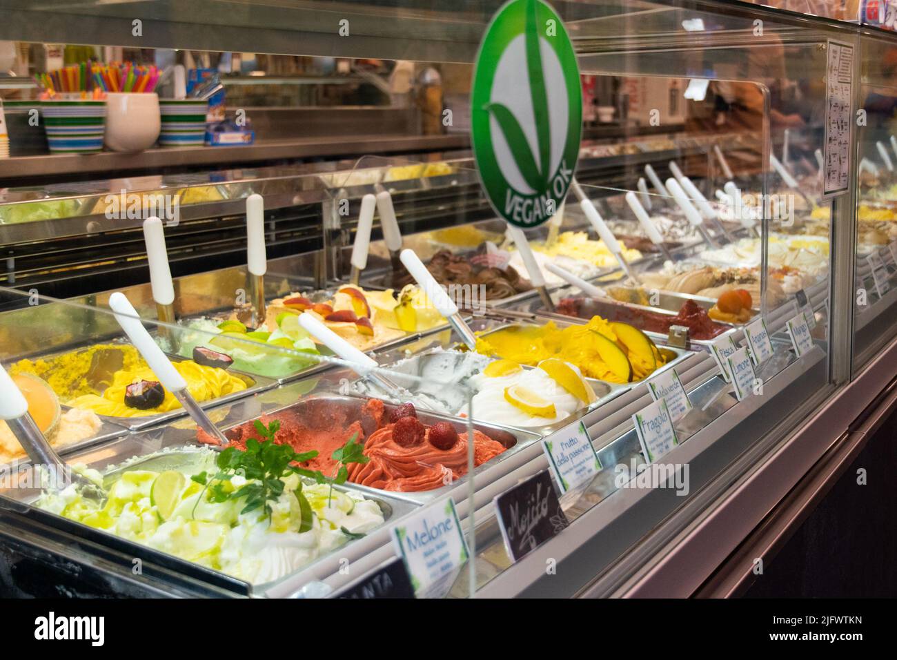 Festival del Gelato, eine typische Eisdiele in Florenz Stockfoto