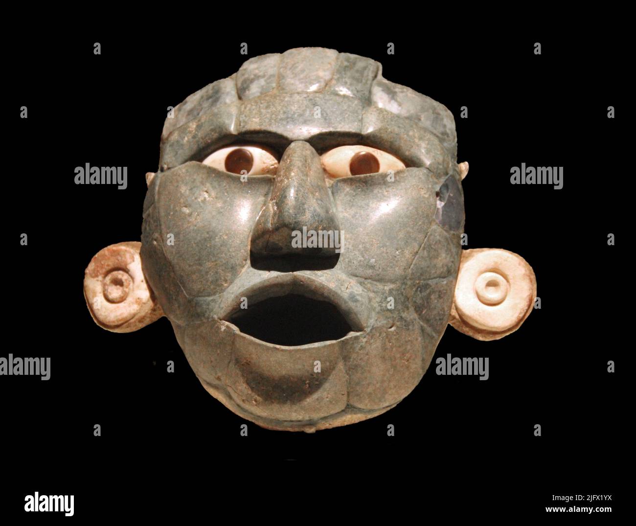 Jade Maske, Maya Late Classic, 600-900 n. Chr. Mexiko Stockfoto