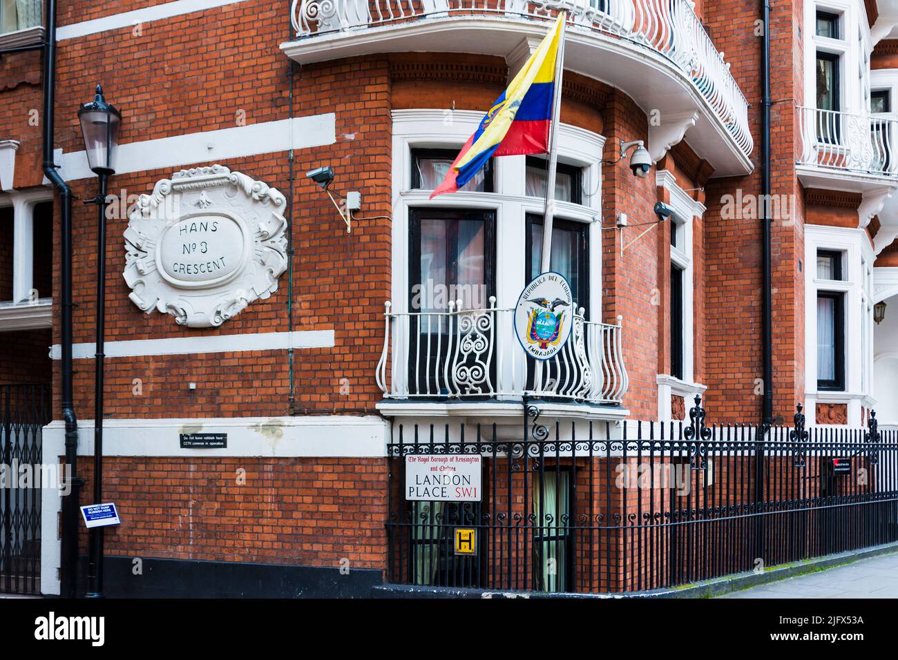 Botschaftsrepublik Ecuador. Landon Place, Knightsbridge, Royal Borough of Kensington und Chelsea. London, England, Großbritannien, Europa Stockfoto
