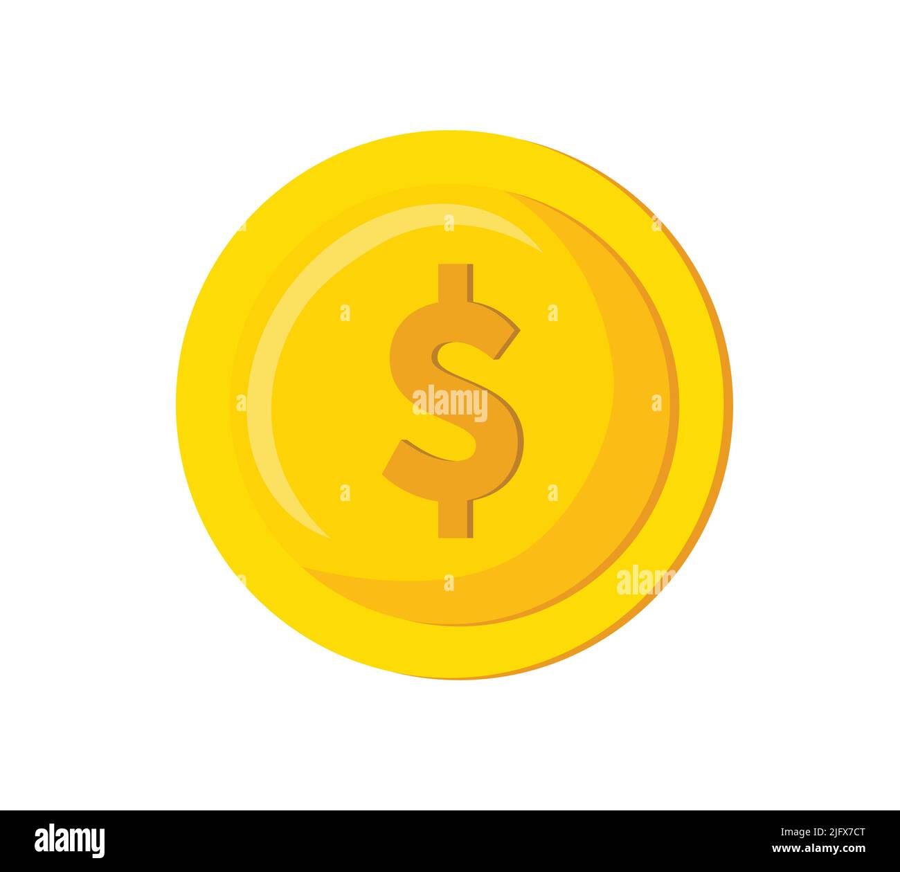 Dollar Goldene Münze Symbol Isolierte Illustration Penny Währung Geld Gaming Asset Stock Vektor