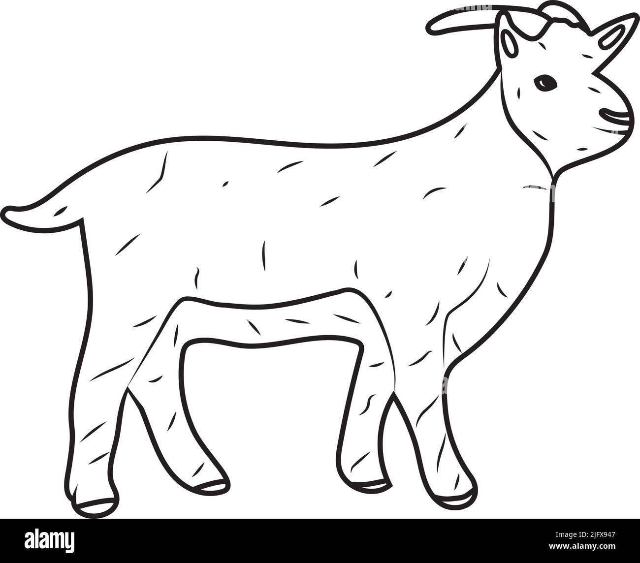 Bauernhof Haustier Ziege Vektor Illustration Rinder, Milch und Ziegenfleisch, ein Bauernhof gehörnte Tier für Web-Print oder eid ul adha Linie Kunst Stock Vektor