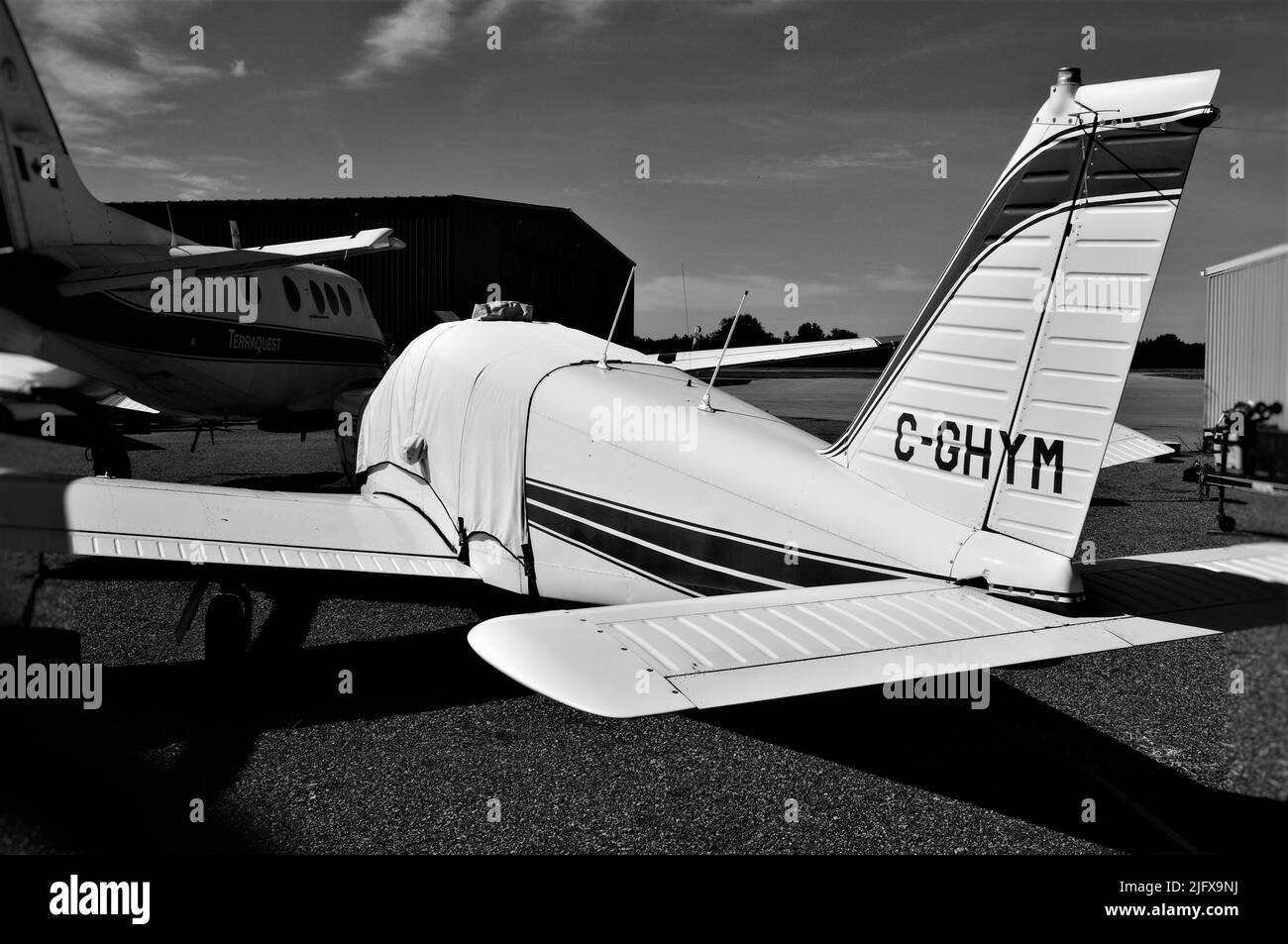 Kleine Flugzeuge bereit zum Start Stockfoto