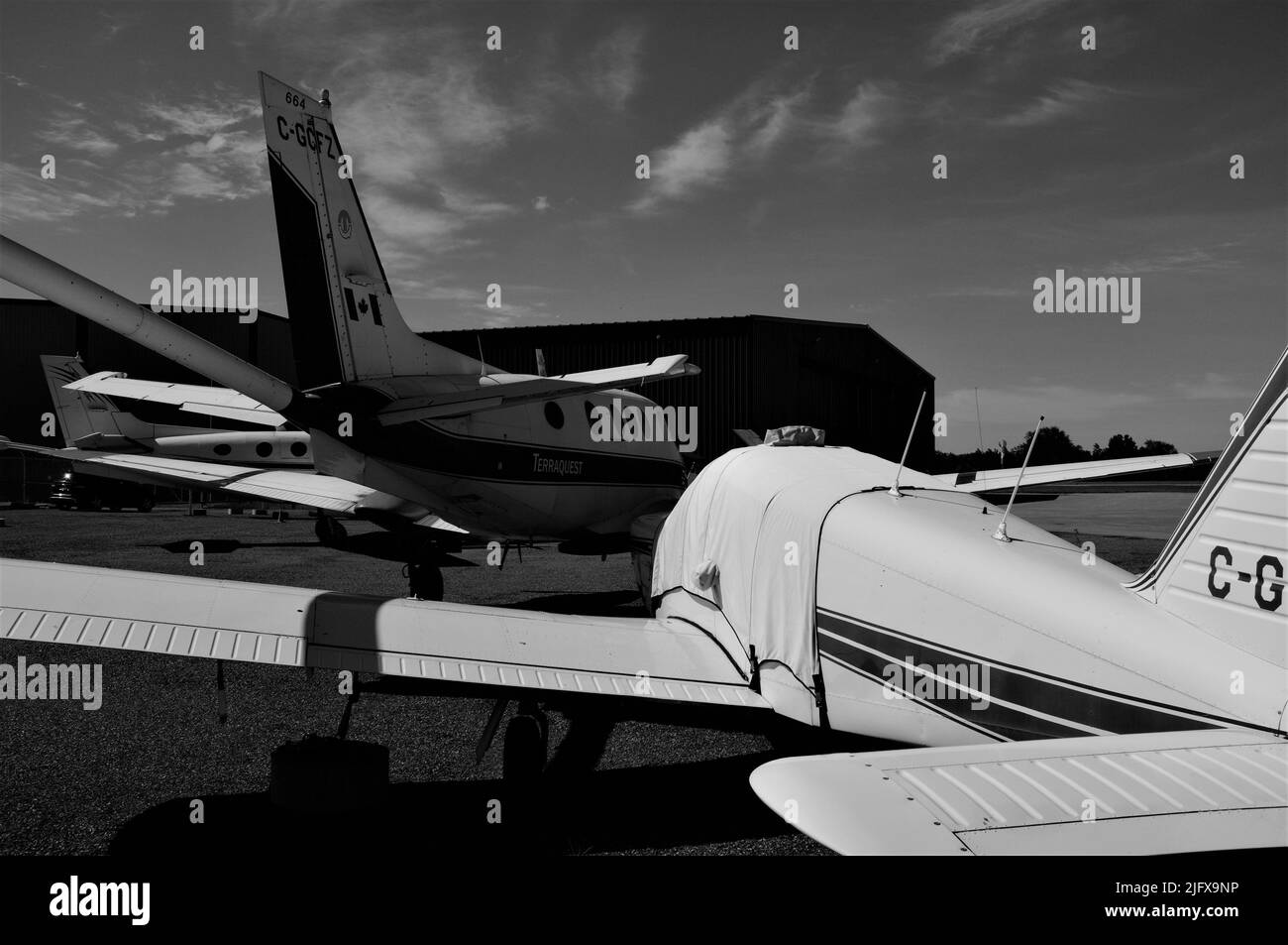 Kleine Flugzeuge bereit zum Start Stockfoto