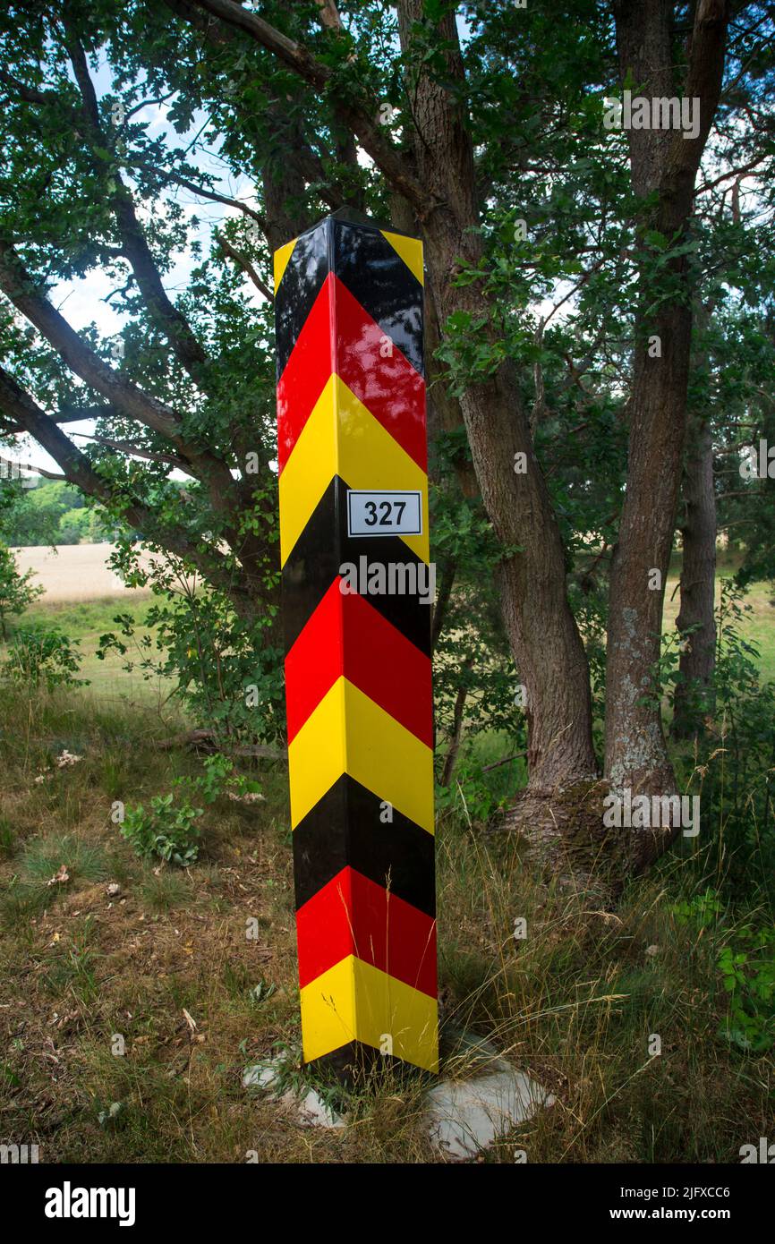 Deutsche Grenze, oder-Neisse-Radweg, Lausitz, Deutschland Stockfoto
