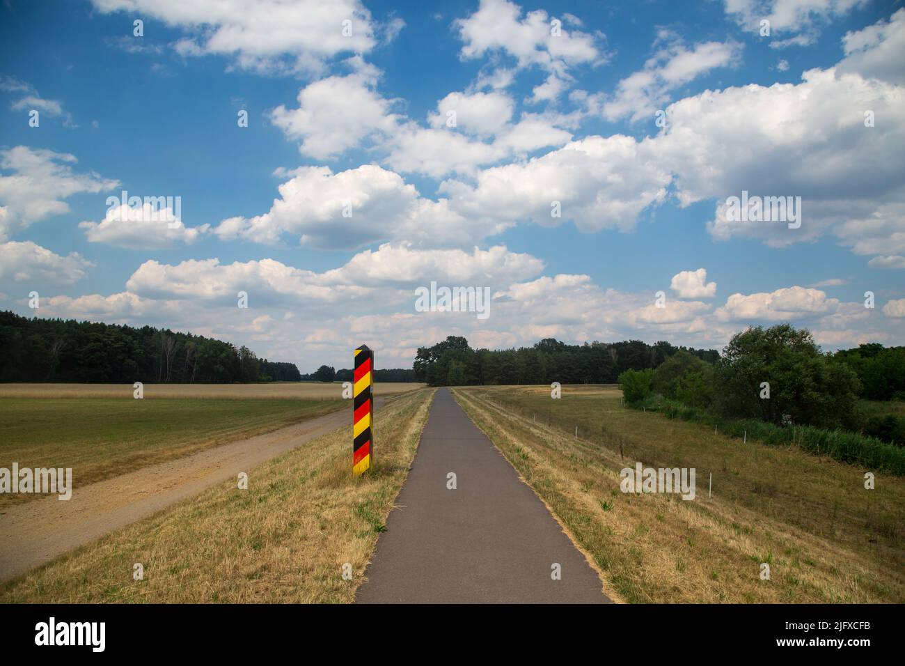 Grenzposten, oder-Neisse-Radweg, Lausitz, Deutschland Stockfoto