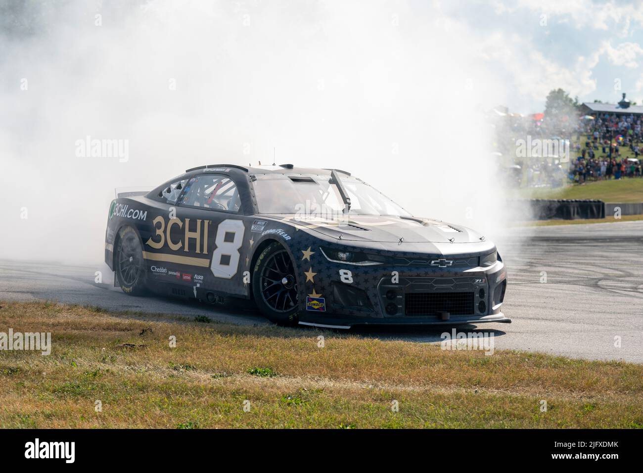 Elkhart Lake, WI, USA. 3.. Juli 2022. Tyler Reddick gewinnt die NAScar Cup Series für die Kwik Trip 250 präsentiert von JOCKEY made in America in Elkhart Lake, WI, USA. (Bild: © Walter G. Arce Sr./ZUMA Press Wire) Stockfoto