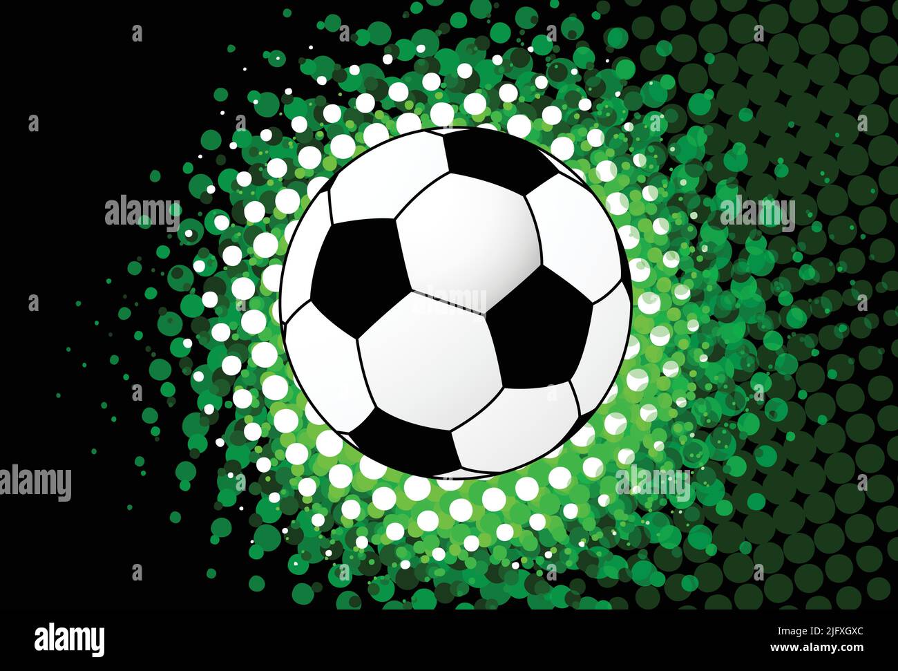 Fußball über Halbton-Splash-Hintergrund - Vektorgrafik Stock Vektor