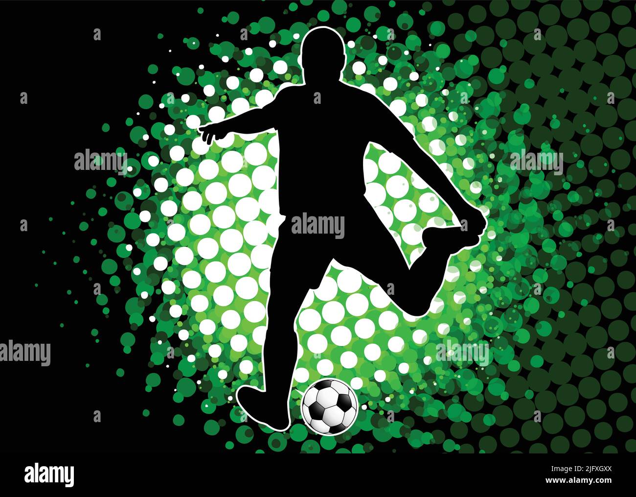 Fußball-Spieler Silhouette über Halbton Splash Hintergrund - Vektor-Grafik Stock Vektor