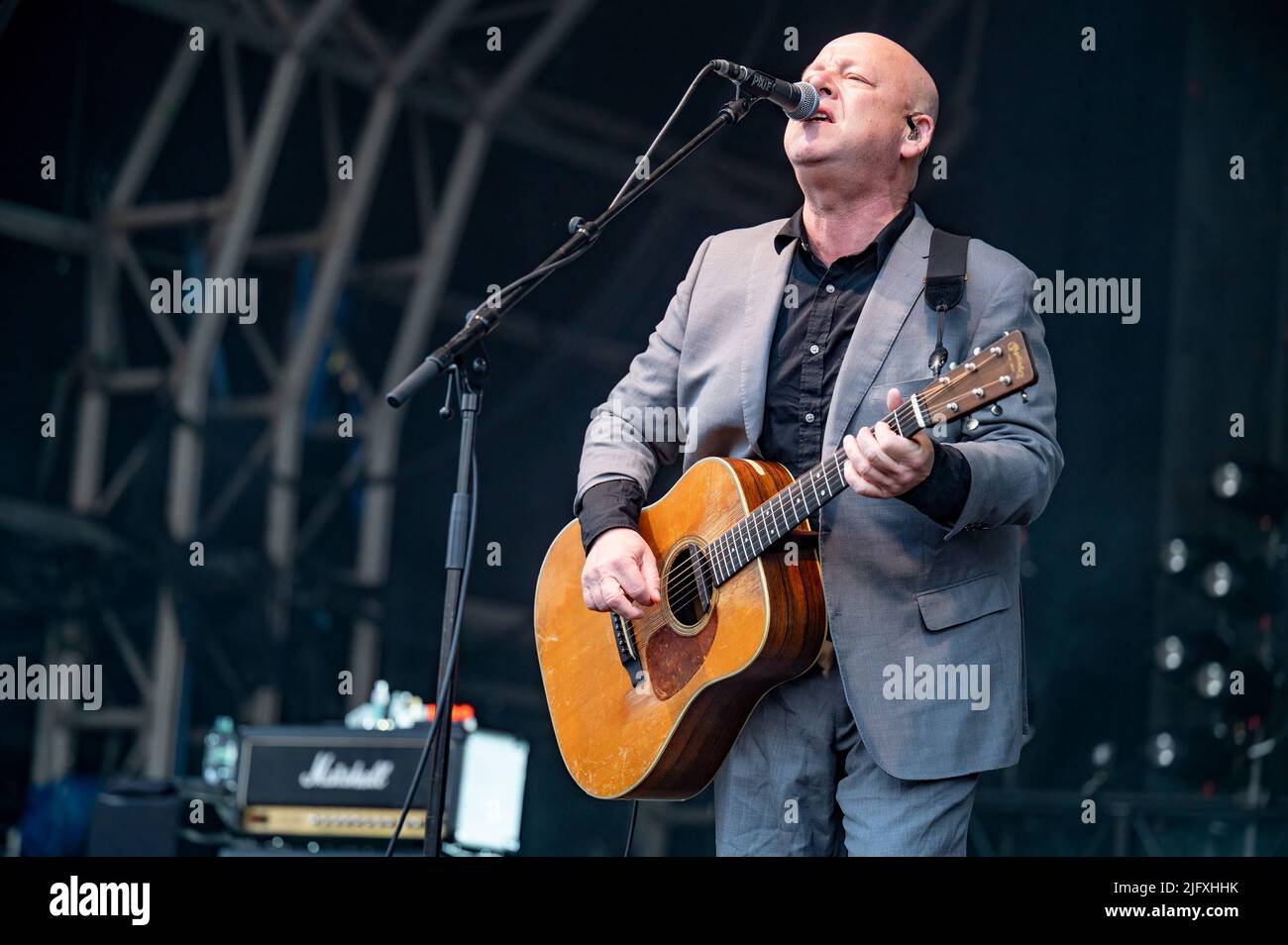 Manchester, Großbritannien. 05.. Juli 2022. Black Francis, Joey Santiago, David Lovering und Paz Lenchantint von der Band Pixies treten im Castlefield Bowl von Manchester als Teil von Sounds of the City auf. 2022-07-05. Kredit: Gary Mather/Alamy Live Nachrichten Stockfoto