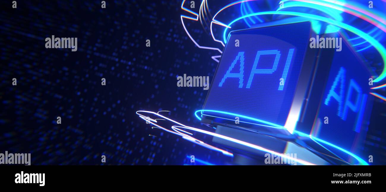 API – Programmierschnittstelle für Anwendungen. Software-Entwicklungstool. Business, moderne Technik, Internet- und Netzwerkkonzept. 3D Rendern... Stockfoto