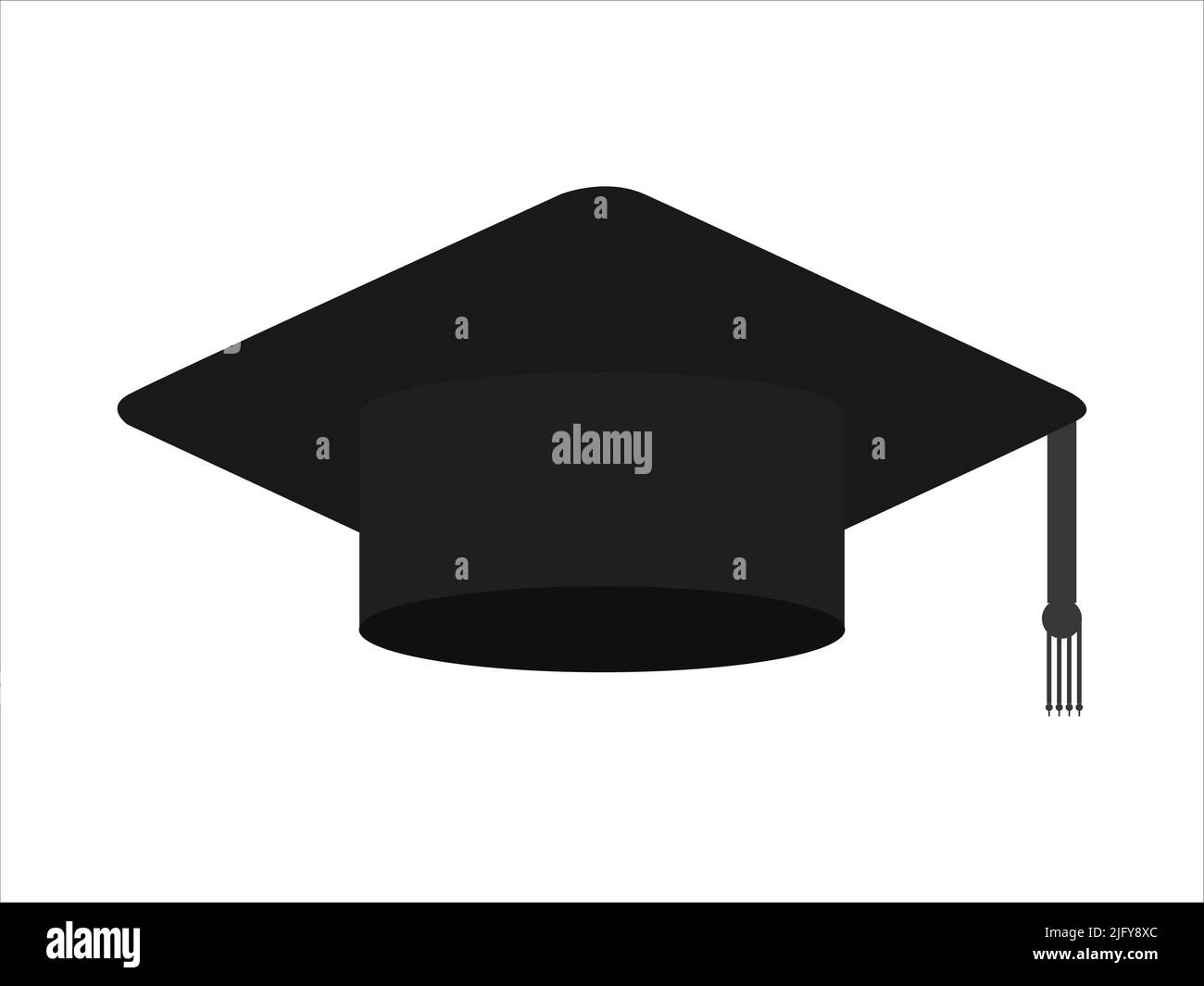Graduierungskappe. Abschluss-Obergrenze für den Bildungsbereich. Clip Art-Bild. Mit weißem Hintergrund. Stock Vektor