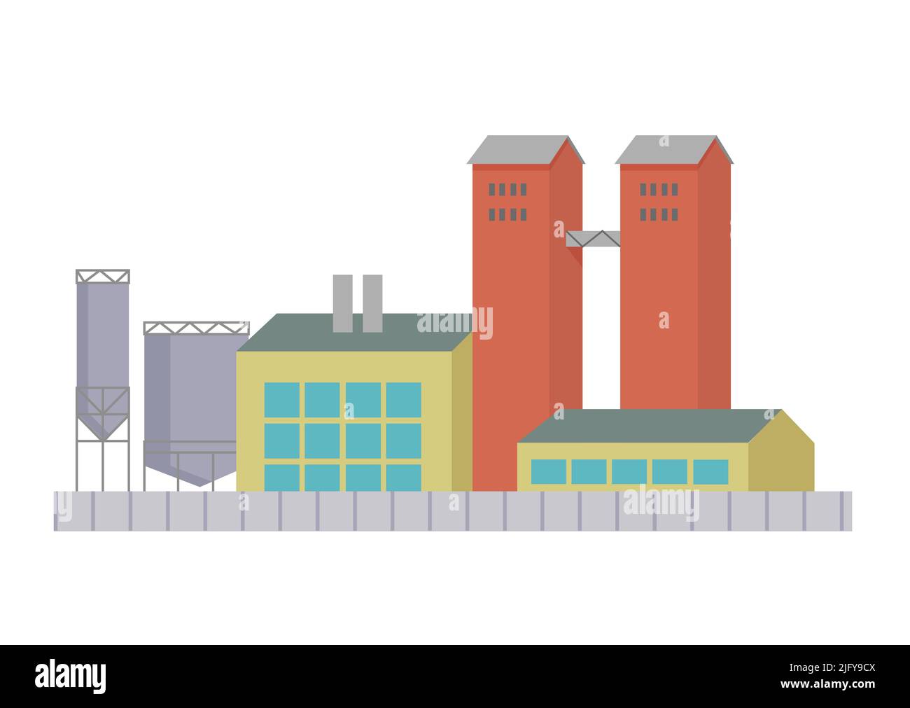 Gewerbliches Industriegebäude. Städtische Produktionsfabrik, Enterprise-Lager Vektor-Illustration Stock Vektor