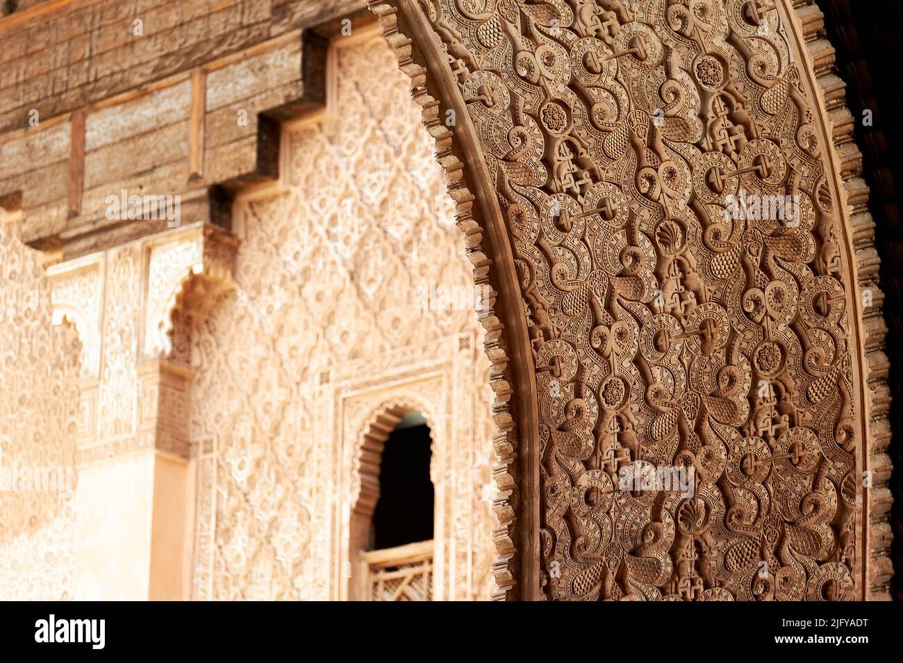Marokko Marrakesch. Madrasa Ben Youssef Stockfoto