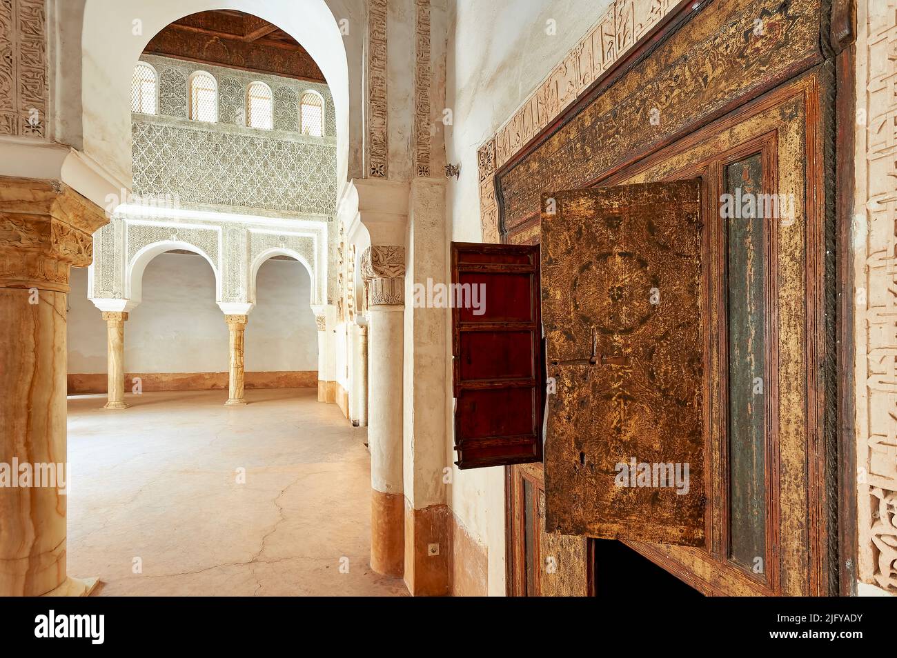 Marokko Marrakesch. Madrasa Ben Youssef Stockfoto
