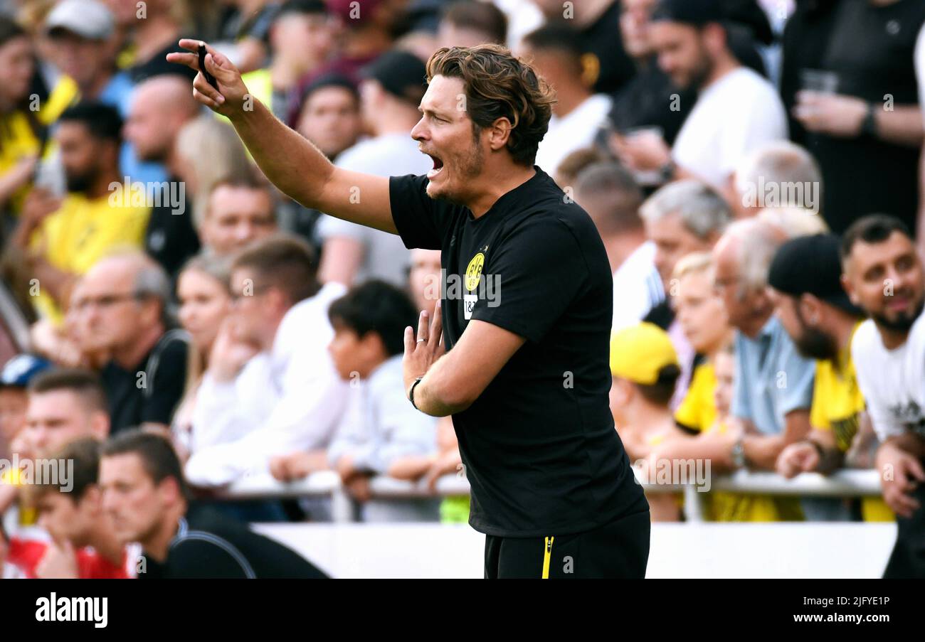 Testspiel für die Saison 2022/2023, Kampfbahn Schwansbell Lünen; Lüner SV - Bor. Dortmund; Cheftrainer Edin Terzic Stockfoto