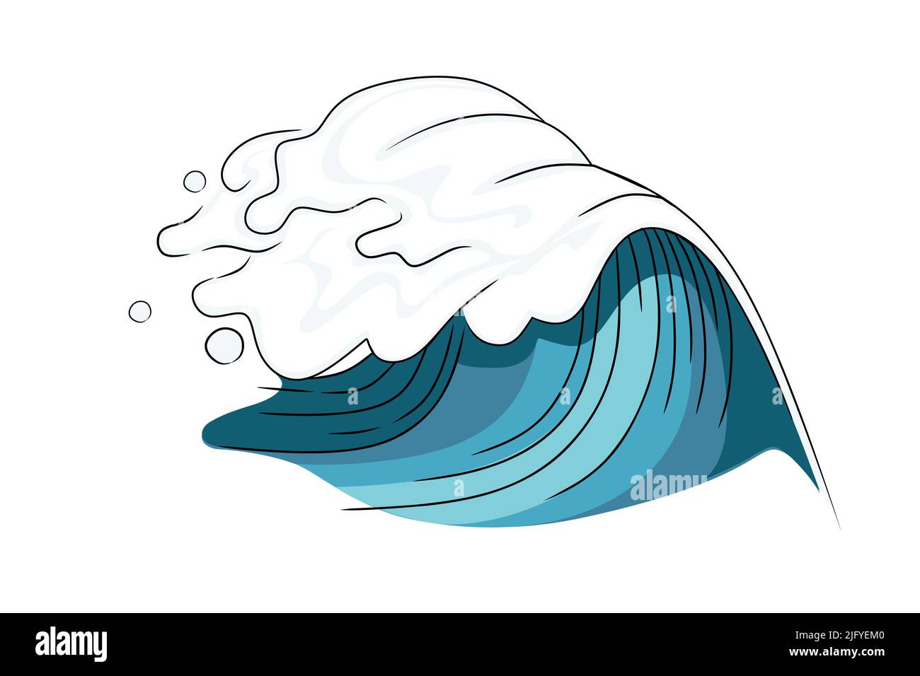 Handgezeichnet Stil Tsunami Welle große blaue Meereswelle in skizzenhaften Stil Vektor-Illustration Skizze Design auf weißem Hintergrund Stock Vektor