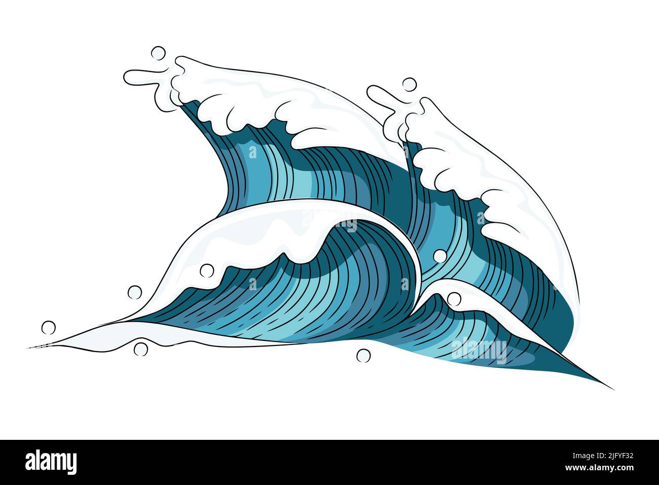 Handgezeichnet Stil Tsunami Welle große blaue Meereswelle in skizzenhaften Stil Vektor-Illustration Skizze Design auf weißem Hintergrund Stock Vektor