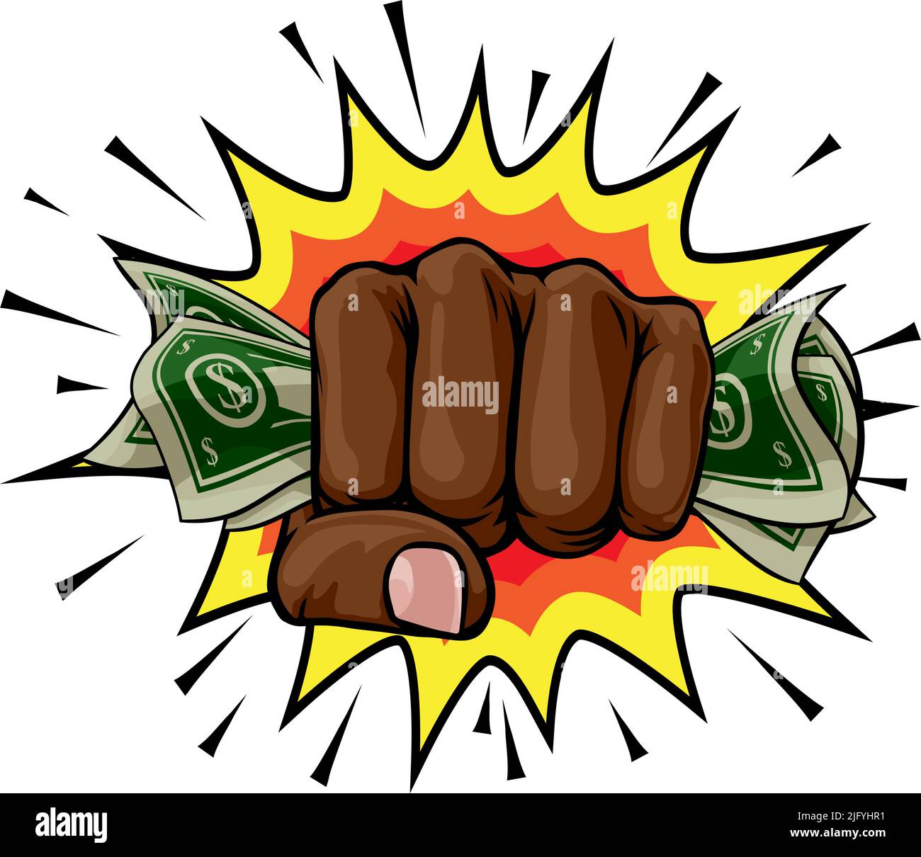 Money Cash Fist Hand Comic Pop Art Cartoon Stock Vektor