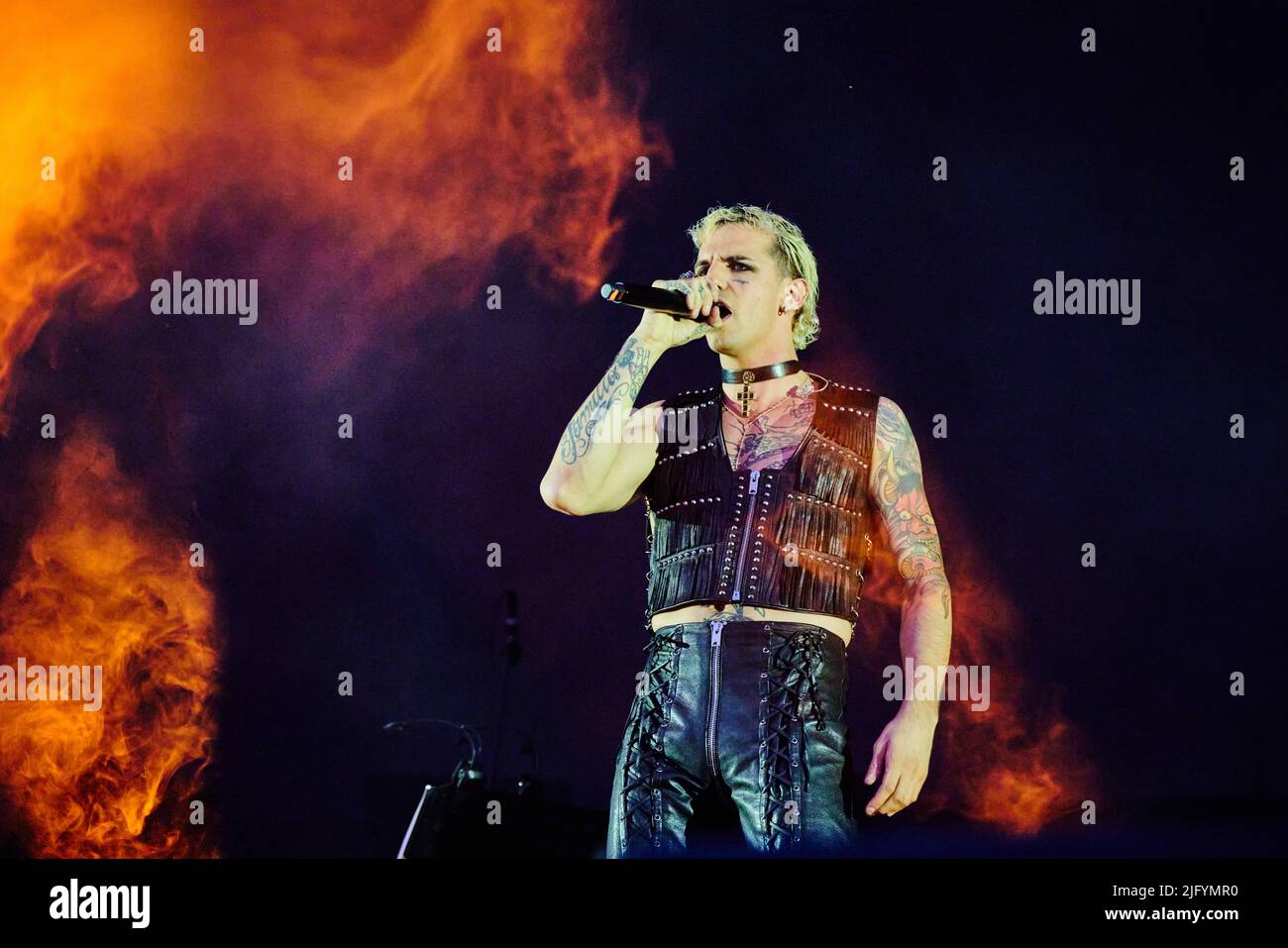 Achille Lauro im Konzert all'Ippodromo di San Siro di Milano, foto di Marco Arici Stockfoto