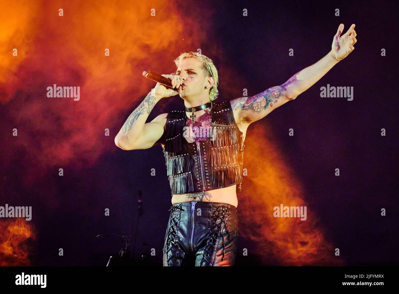 Achille Lauro im Konzert all'Ippodromo di San Siro di Milano, foto di Marco Arici Stockfoto