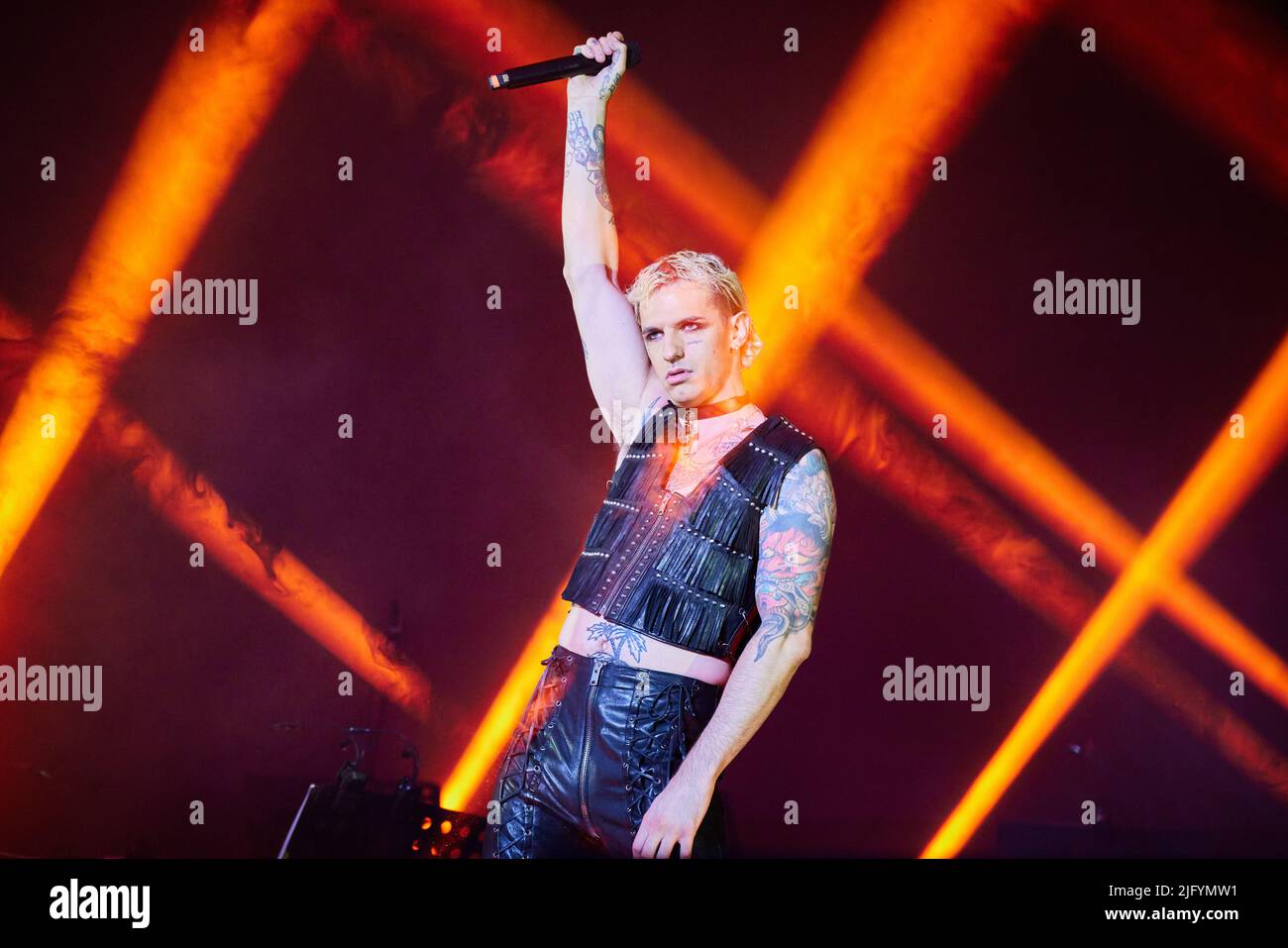 Achille Lauro im Konzert all'Ippodromo di San Siro di Milano, foto di Marco Arici Stockfoto