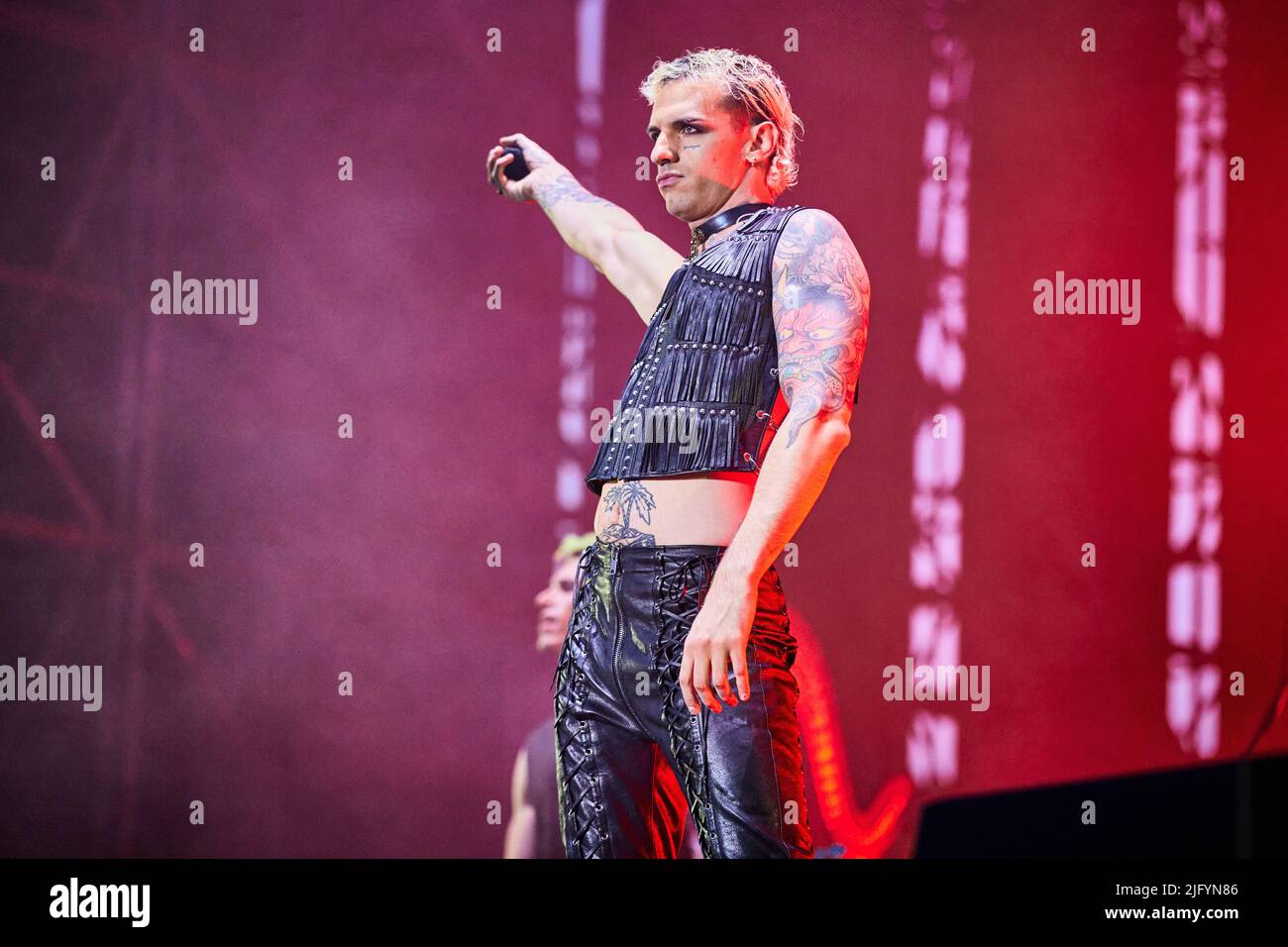 Achille Lauro im Konzert all'Ippodromo di San Siro di Milano, foto di Marco Arici Stockfoto