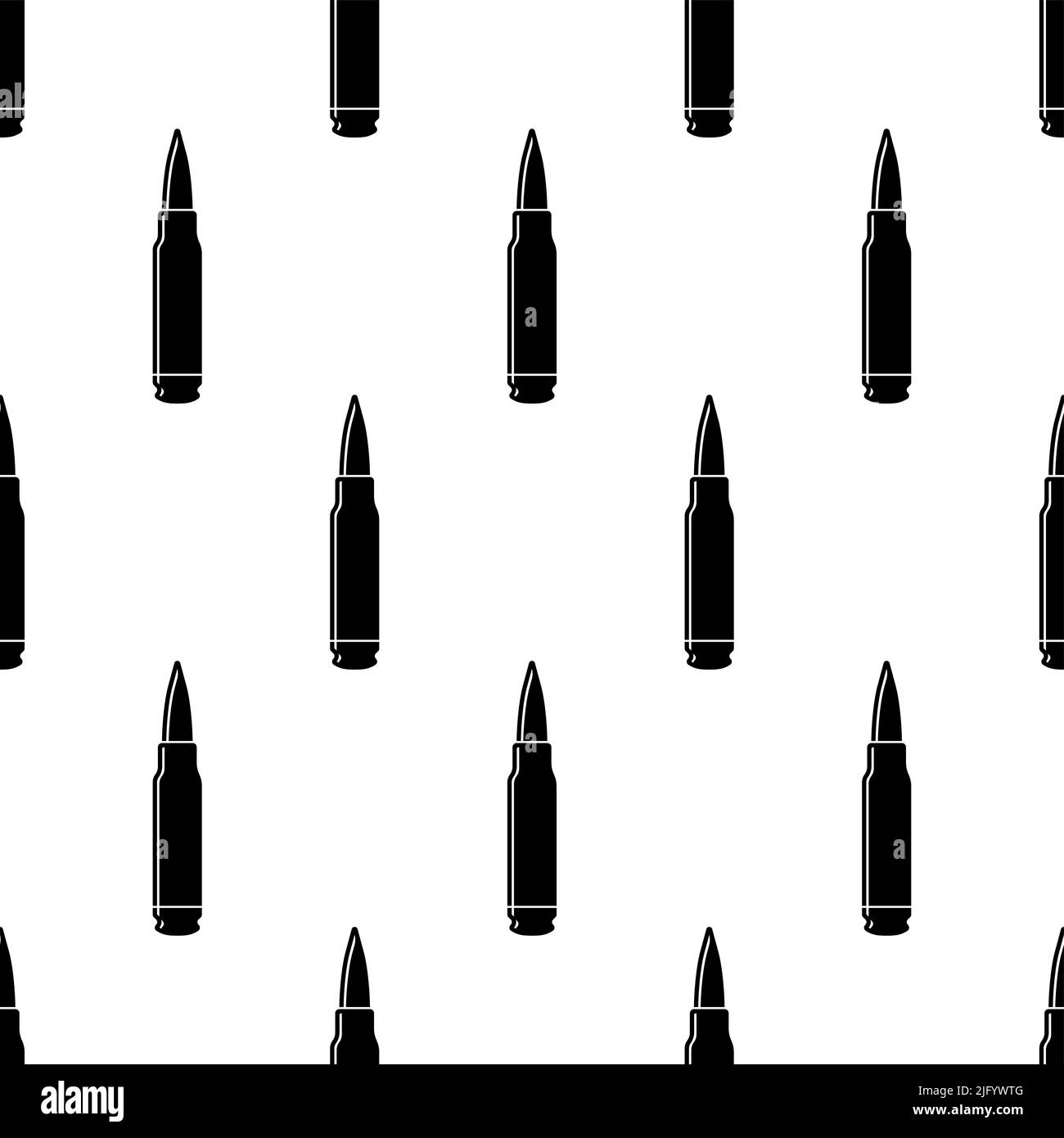 Bullet Cartridge Icon Nahtloses Muster, Rund, Schusswaffenmunition Vektor-Kunst-Illustration Stock Vektor