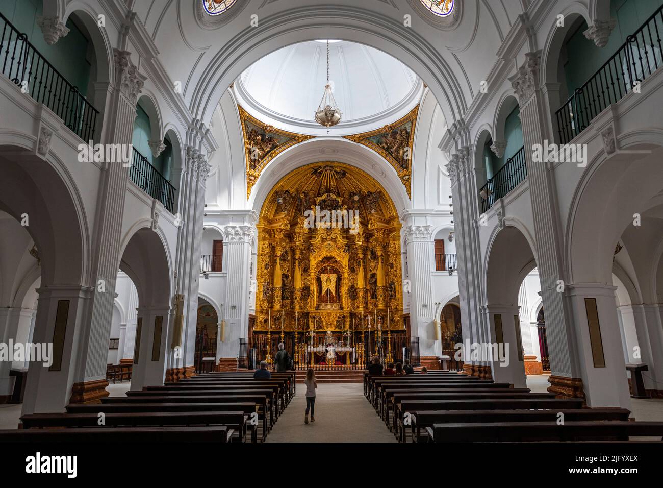 Santuario de Nuestra Senora del Rocio, El Rocio, Nationalpark Donana, UNESCO-Weltkulturerbe, Andalusien, Spanien, Europa Stockfoto