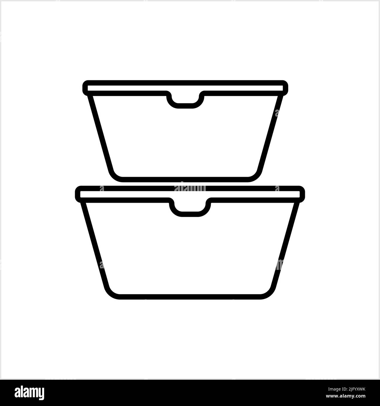 Plastikbehälter-Symbol, Lebensmittelbehälter, Verpackungs-Symbol Vektor-Kunst-Illustration Stock Vektor