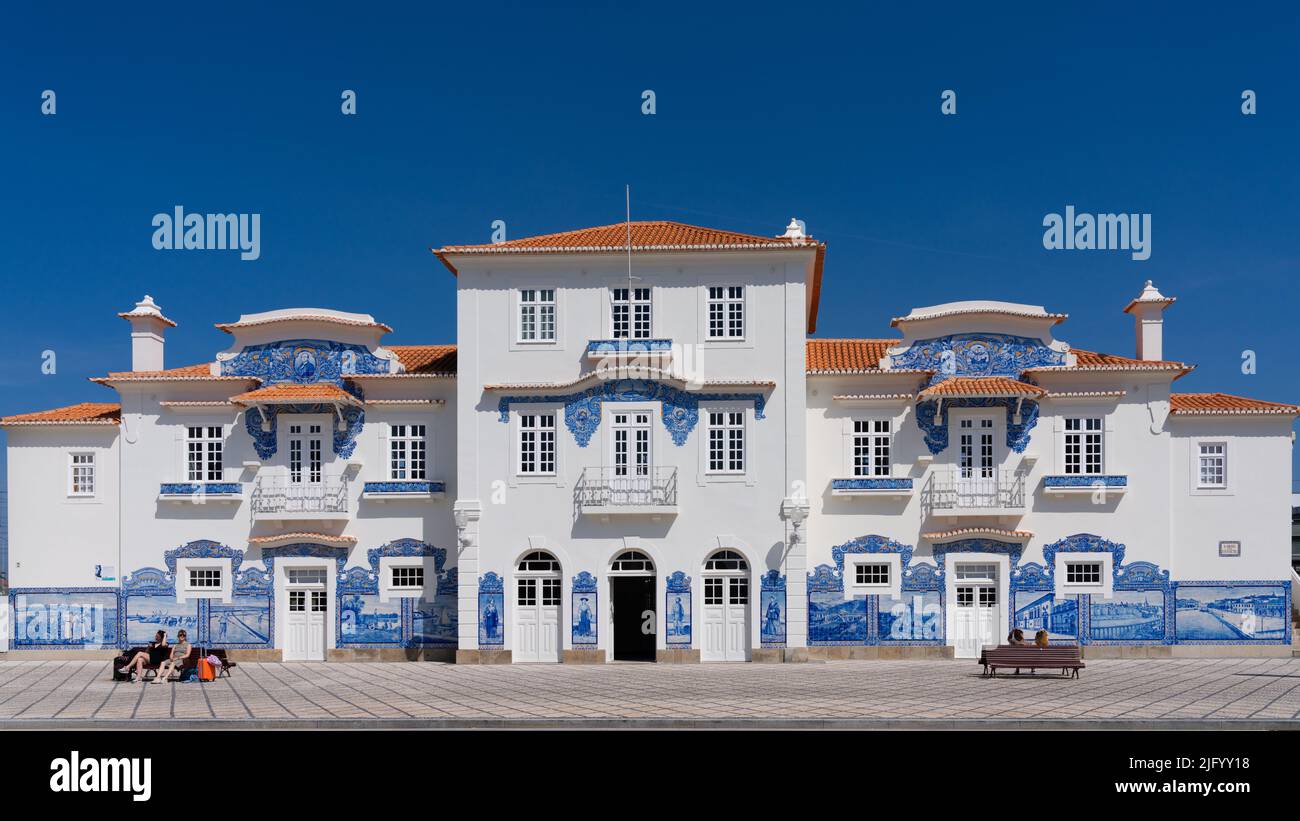 Aveiro Bahnhof, das Venedig von Portugal, Aveiro, Centro, Portugal, Europa Stockfoto