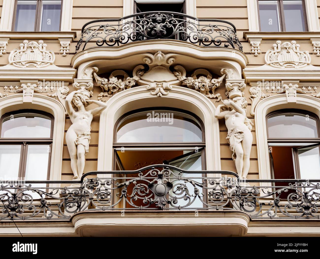 Jugendstil-Architektur, 33 Elizabetes Street, Riga, Lettland, Europa Stockfoto