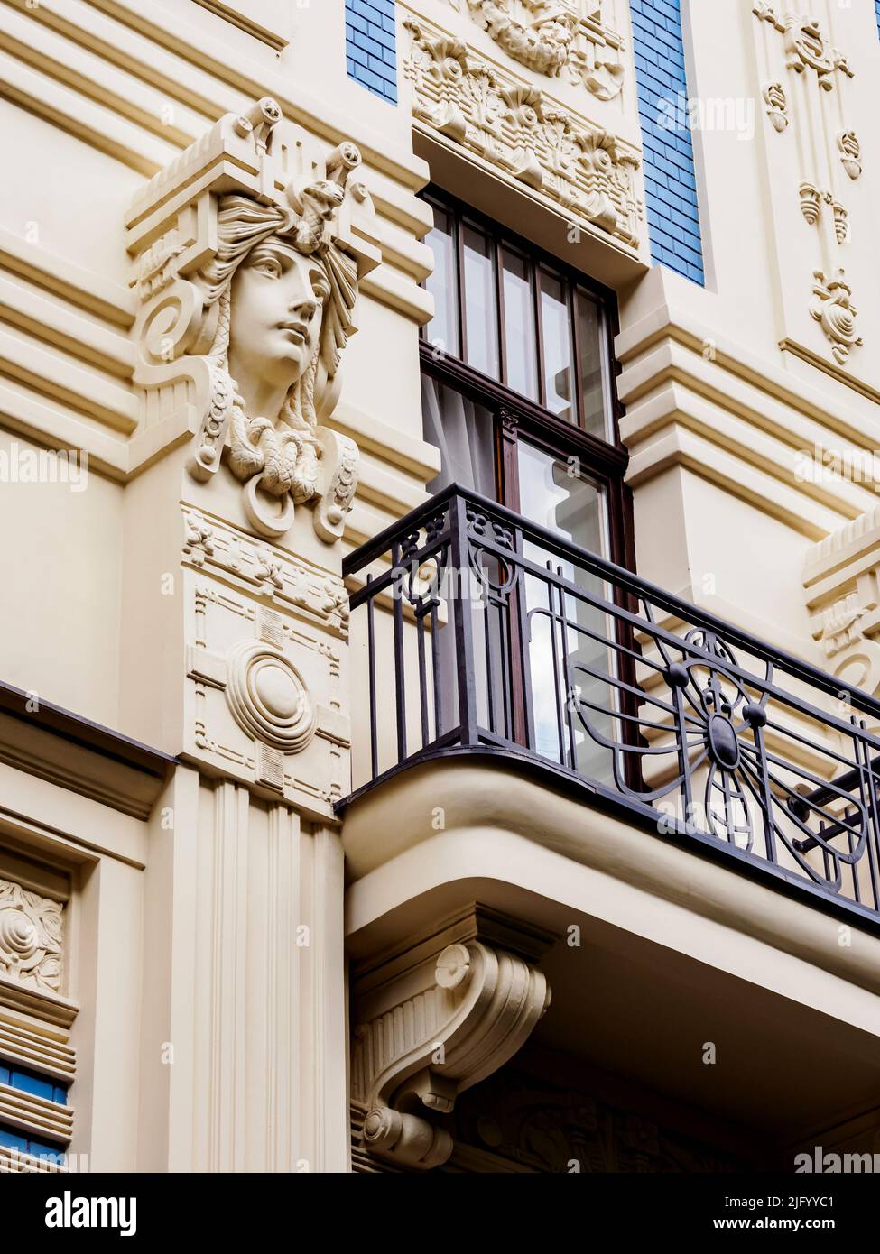 Jugendstil-Architektur, 8 Albert Street, Riga, Lettland, Europa Stockfoto