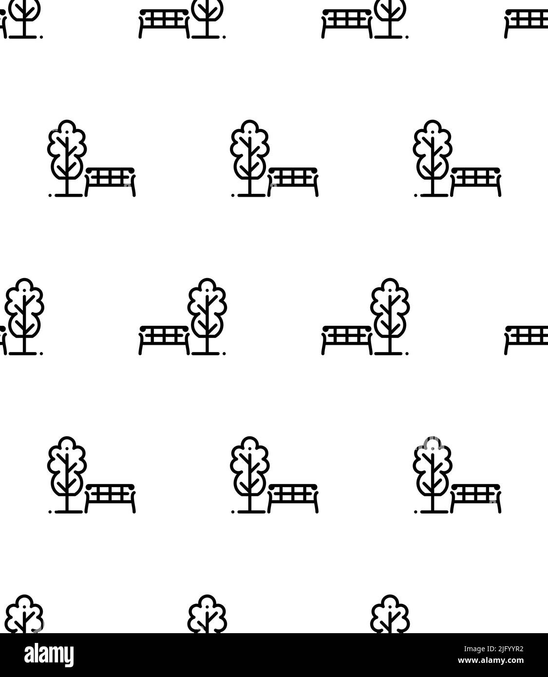 Park Icon Nahtloses Muster, Öffentlich Gepflanzte Raum Für Menschlichen Genuss Und Erholung Vektor-Kunst Illustration Stock Vektor