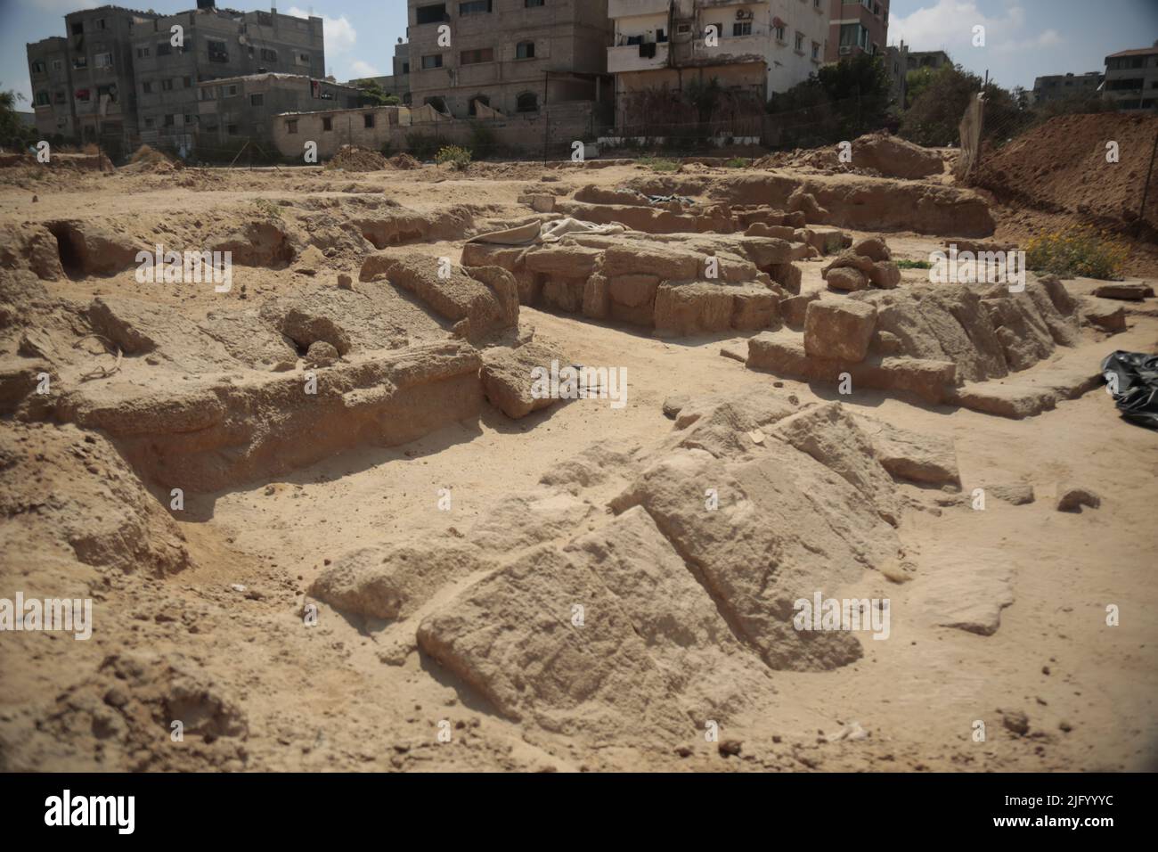 Die Entdeckung eines Friedhofs aus tausenden von Jahren in Gaza City Stockfoto