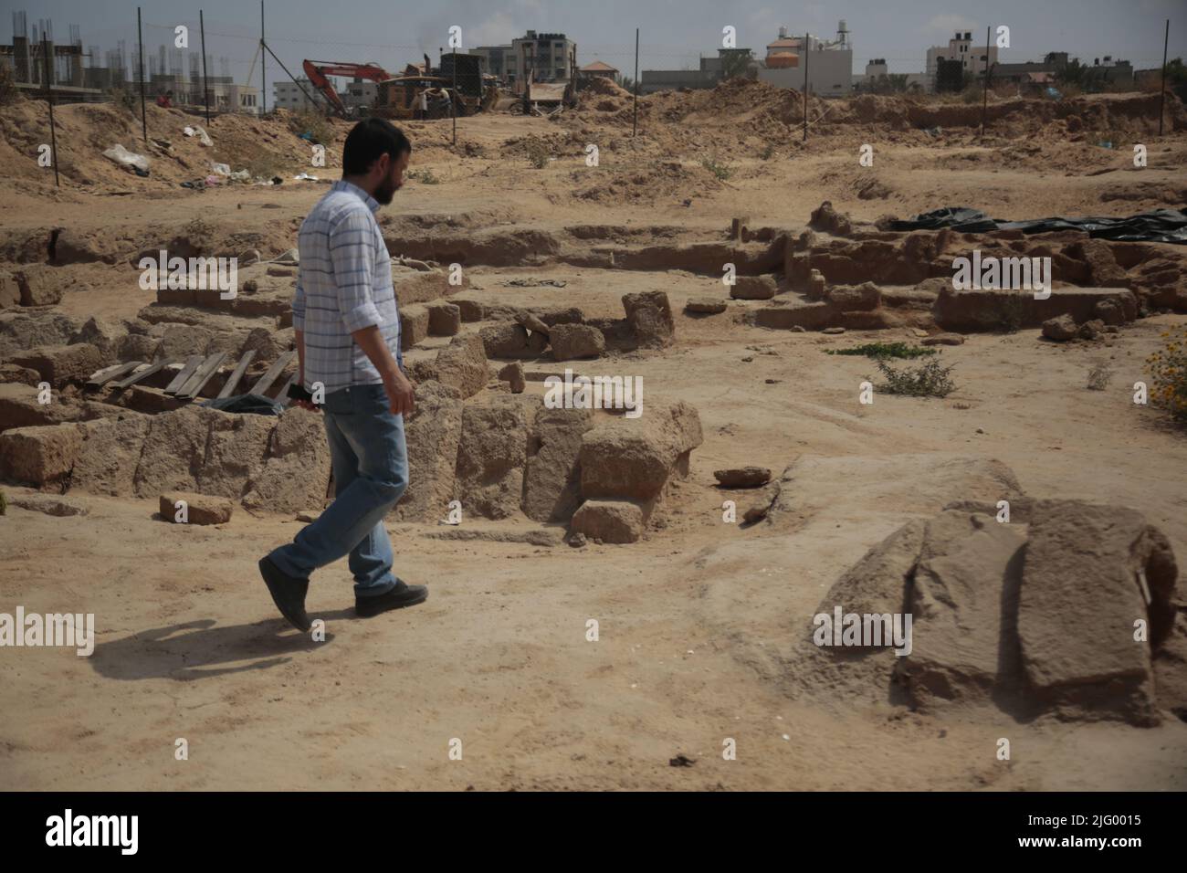 Die Entdeckung eines Friedhofs aus tausenden von Jahren in Gaza City Stockfoto