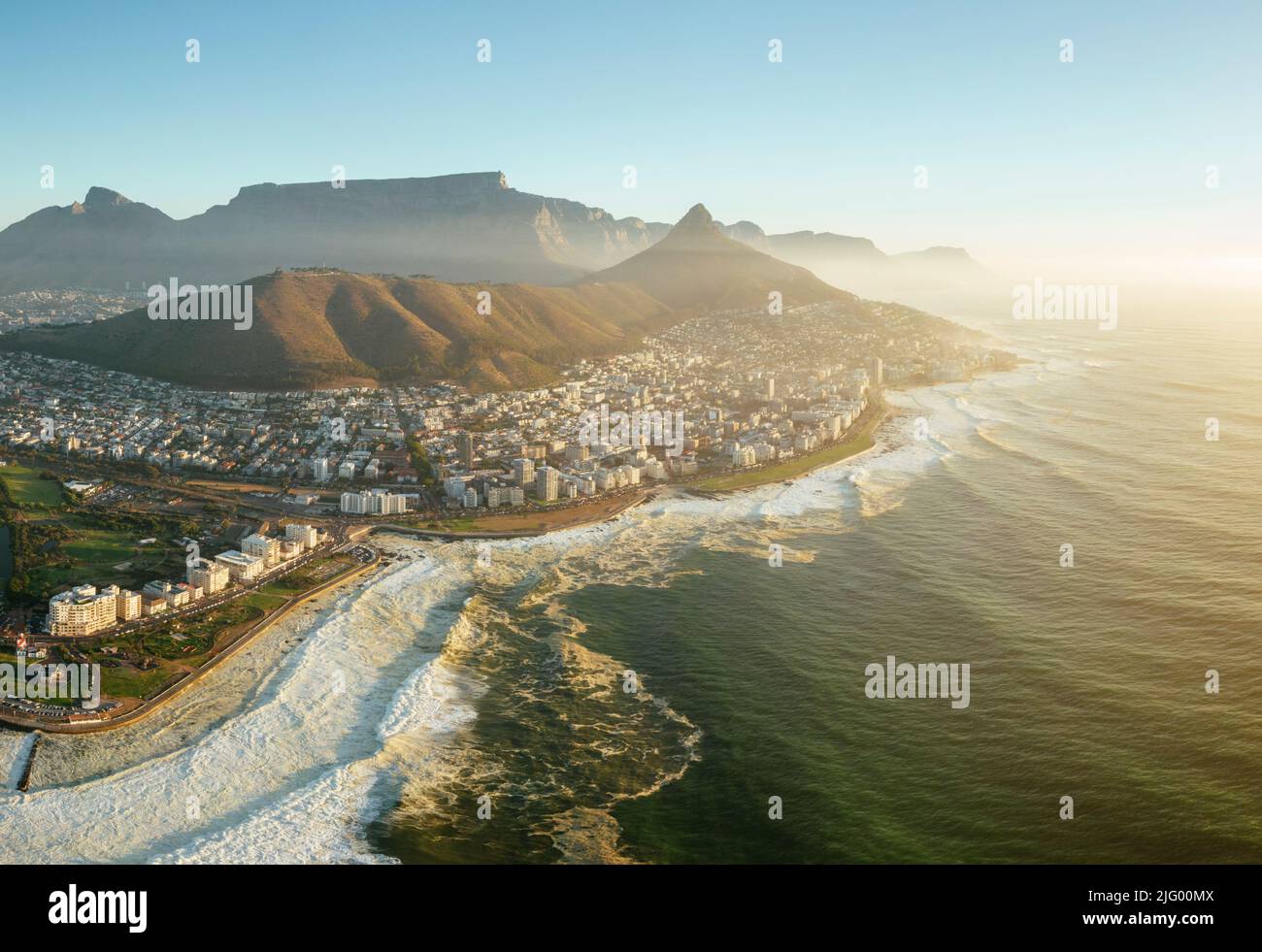 Luftaufnahme von Green Point über Kapstadt, Westkap, Südafrika, Afrika Stockfoto