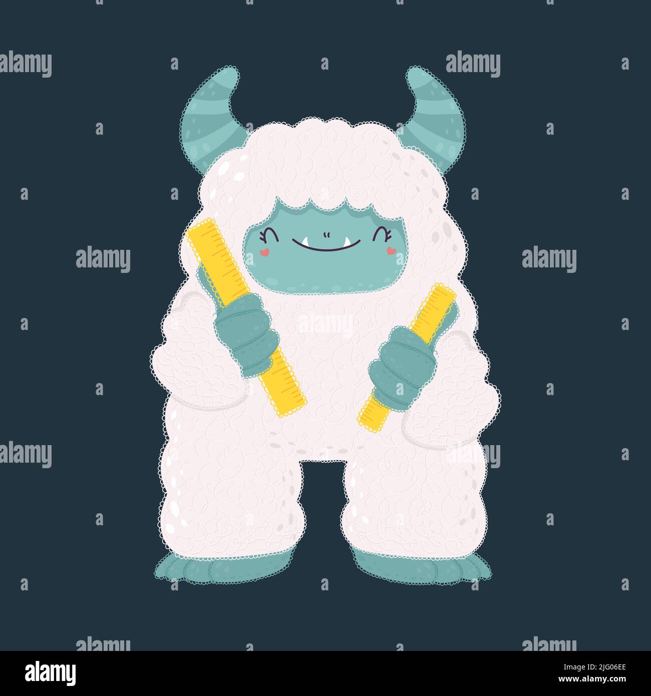 Clipart Bigfoot im Cartoon-Stil. Niedliche Clip Art Yeti. Vektor-Illustration eines Monsters für Aufkleber, Einladung zur Babydusche, Drucke für Kleidung Stock Vektor