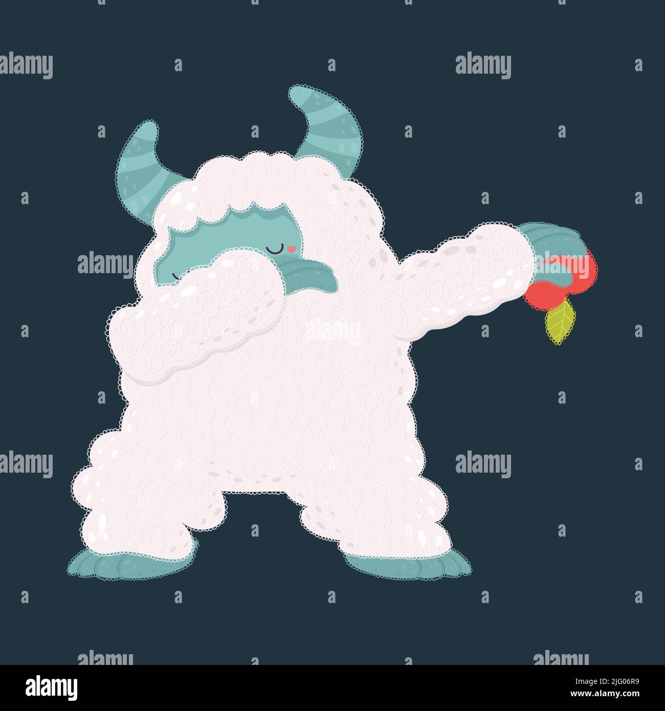Cute Yeti Clipart isoliert auf weißem Hintergrund. Lustige Clip Art Bigfoot. Vektor-Illustration eines Monsters für Aufkleber, Einladung zur Babydusche, Drucke Stock Vektor