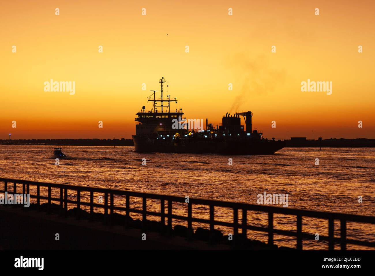 Durban Baggerschiff. Stockfoto