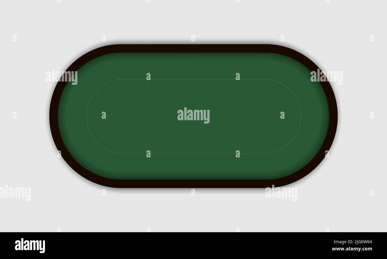 Pokertisch aus grünem Tuch isoliert auf weißem Hintergrund. Realistische Vektordarstellung. Stock Vektor