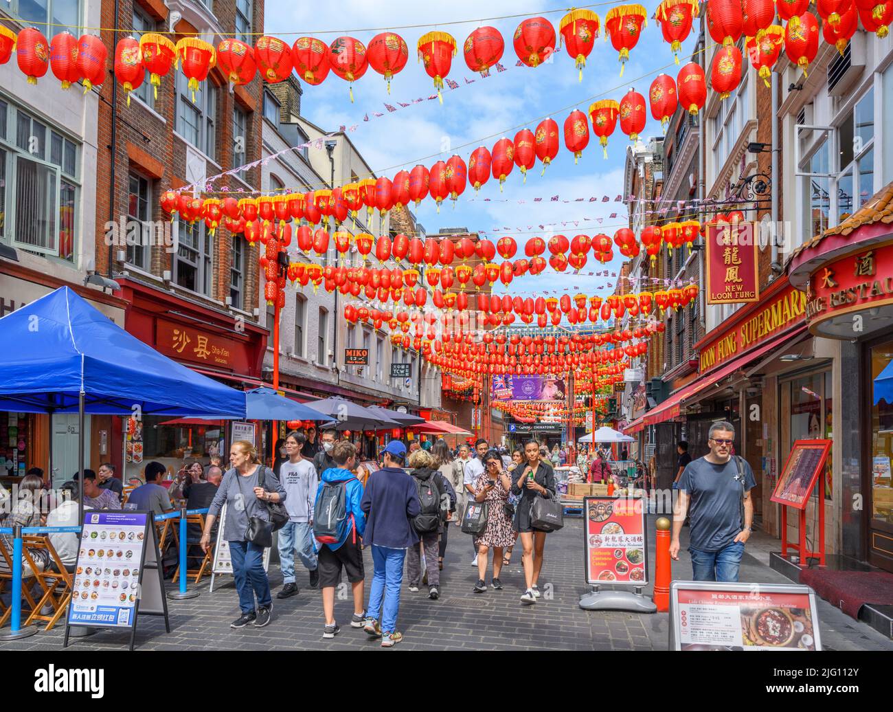 Gerrard Street, Chinatown, Soho, London, England, VEREINIGTES KÖNIGREICH Stockfoto