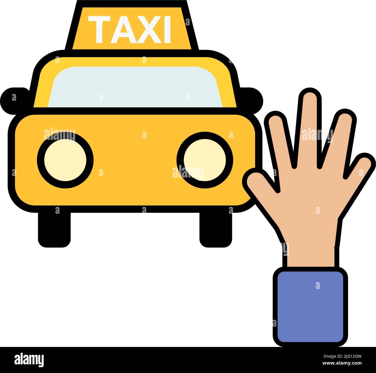 Die Hand einer Person, die ein Taxi nimmt. Bearbeitbarer Vektor. Stock Vektor