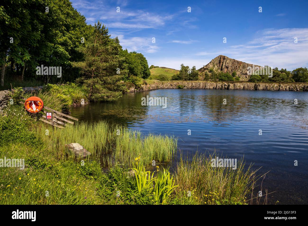 The Whin Sill at Cawfields Quarry on Hadrian’s Wall, Northumberland, England Stockfoto