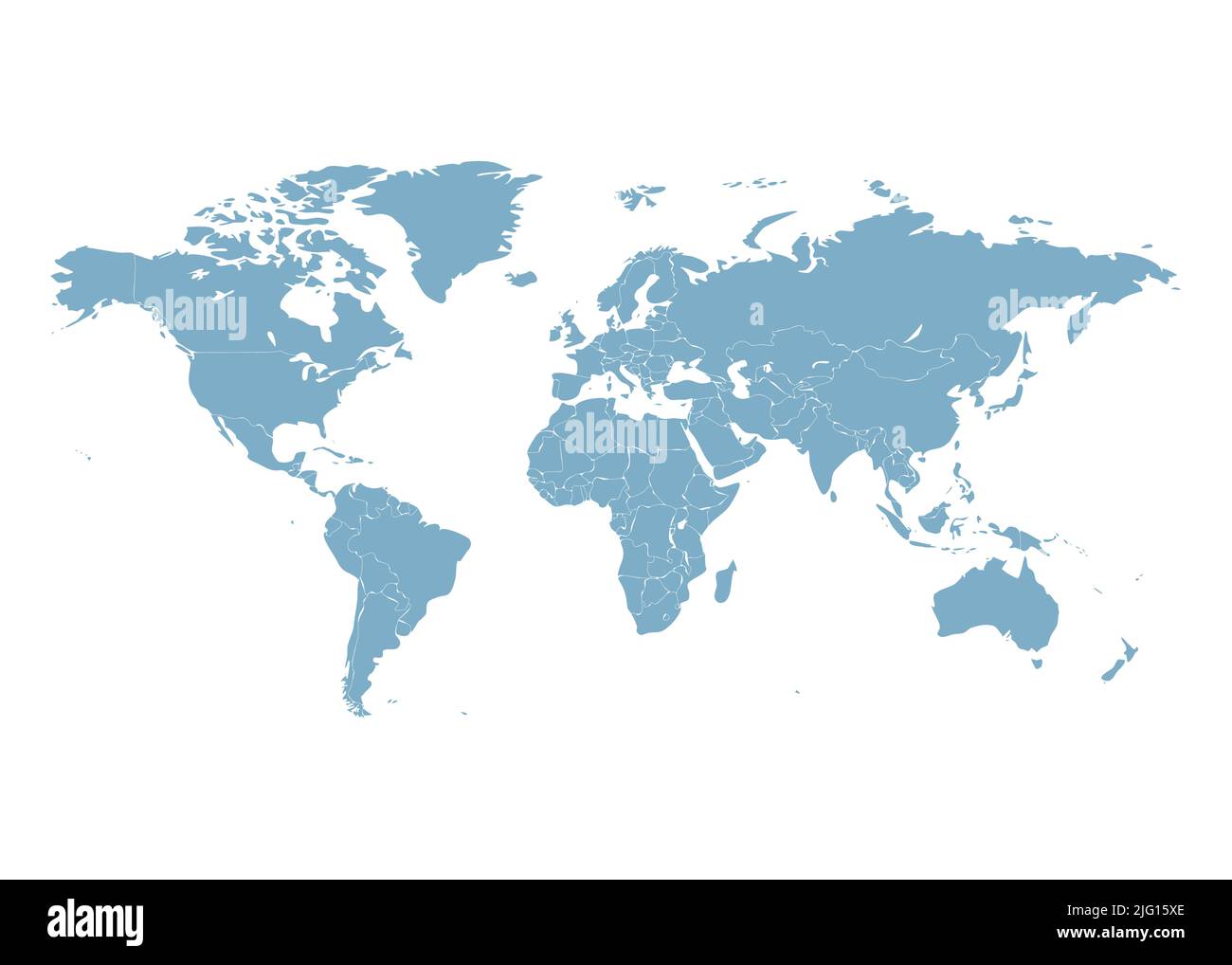 Vektordarstellung der Weltkarte auf weißem Hintergrund Stock Vektor