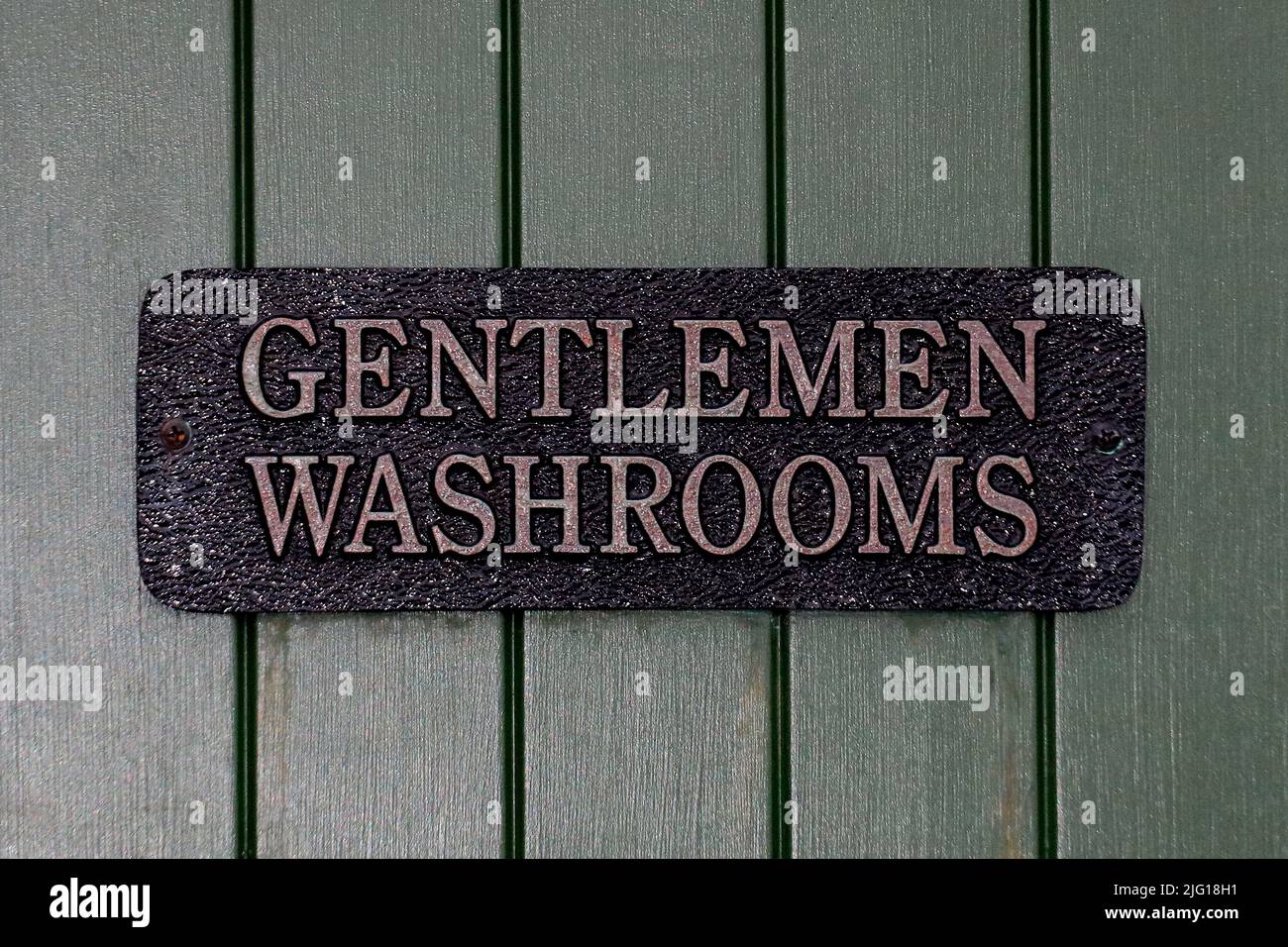 Gentlemens Waschräume Türschild an einem Golfclub Stockfoto