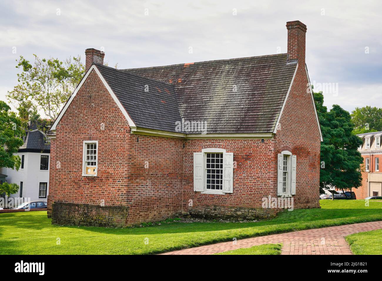 Altes Finanzgebäude am State Circle im historischen Stadtzentrum von Annapolis, Maryland, USA. Es ist das älteste öffentliche Gebäude in Annapolis, erbaut in den Jahren 1735-36. Stockfoto